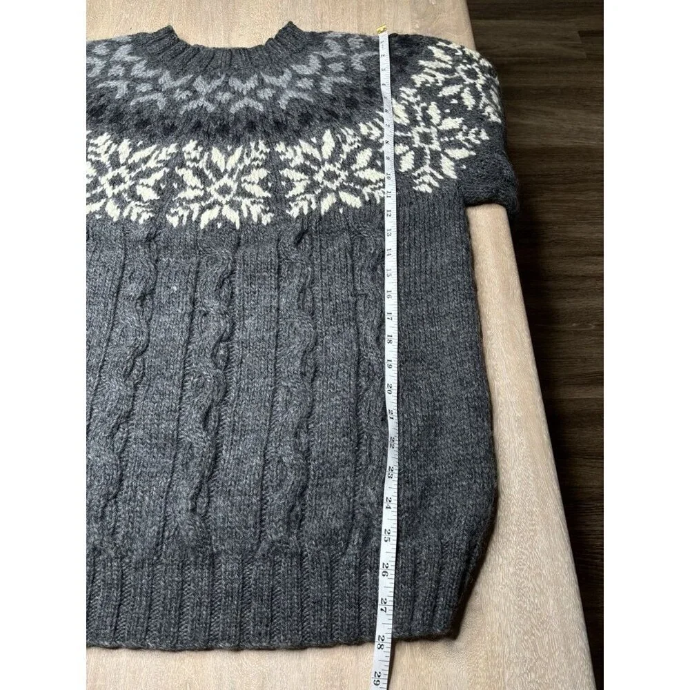 Vintage Timberland Fair Isle Wool Gray Chunky Handknit Sweater Size Small